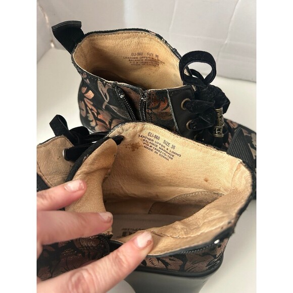 Alegria Eliza Regal Copper Black Metallic Floral Ankle Boots Women's Size 36 - Picture 7 of 10